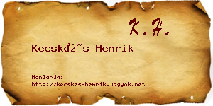 Kecskés Henrik névjegykártya